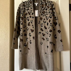 NWT Nine West duster cardigan, leopard print. Size small.